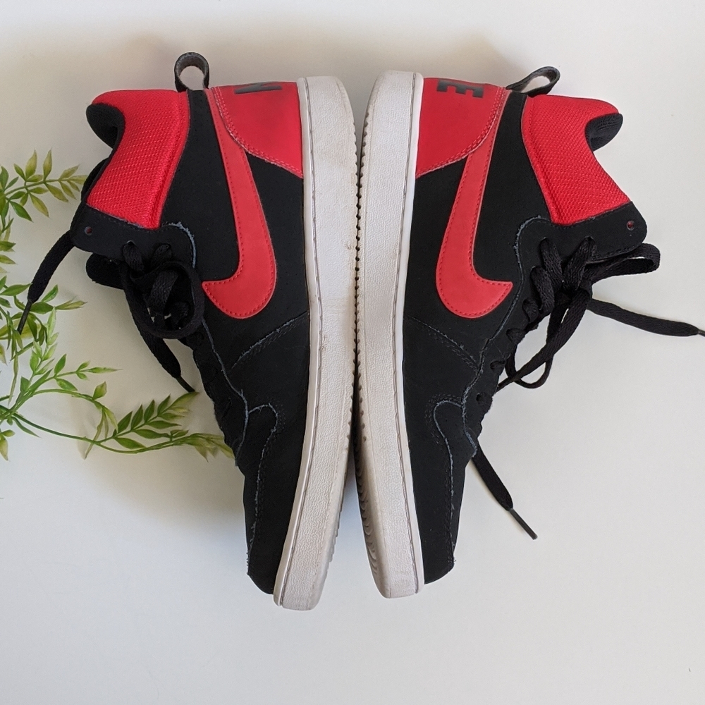(Nike) Court Borough Mid Black Red High Tops - Picture 15 of 16